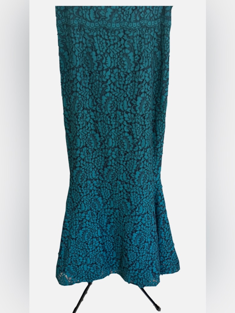 Terry John Green Floral Lace Gown – Size 18 – Empire Waist Mermaid Dress - Picture 4 of 5